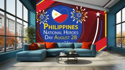 Philippines National Heroes Day vector banner design. Happy Philippines National Heroes Day modern minimal graphic poster illustration. Wall mural