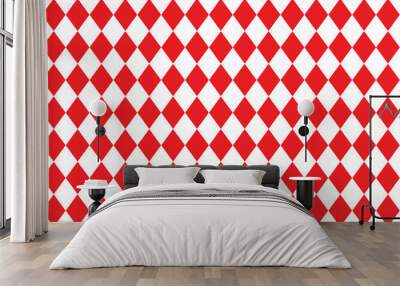 red and white rhombus harlequin seamless geometric shapes, vector illustration Wall mural