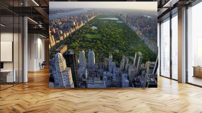 central park aerial view, manhattan, new york; park is surrounde Wall mural