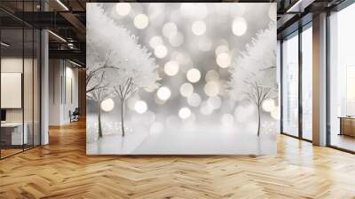 abstract white and gray bokeh lights background with motion blur Wall mural