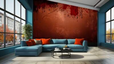 grunge halloween background with blood splash space on wall Wall mural