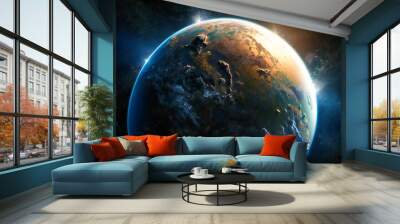 A vision of our planet's future, shaped by groundbreaking advancements in sustainable, life-enhancing technologies Wall mural