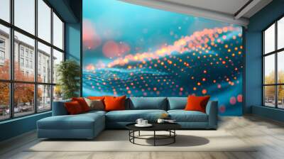 Futuristic abstract wave, flowing lines and glowing particles, dynamic and modern design concept Wall mural