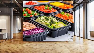 Healthy Lifestyle on the Go: A Delicious Assortment of Fresh and Nutritious Meals Prepared for Busy Lives Wall mural