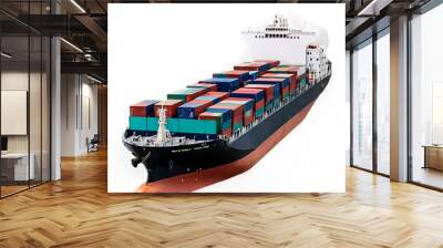 Cargo Ship on a White Background, PNG File Wall mural