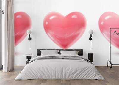 3d realistic vector icon set. Valentines collection of red and pink hearts. Wall mural