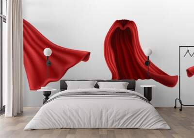 3d realistic vector red cape front and side view and back, isolated on white background. Wall mural