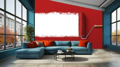 Vector design banner with red paint ruler and copy space for your text. Wall mural