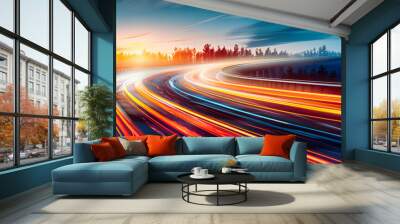 Velocity of Light, Urban Streets in Motion, The Pulse of the City at Night Wall mural