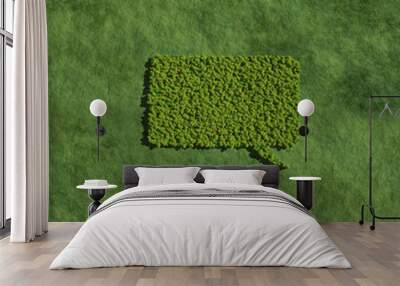 conversation bubble rectangle  create by tree with grass backgro Wall mural