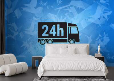 Delivery aesthetic abstract icon on blue background Wall mural