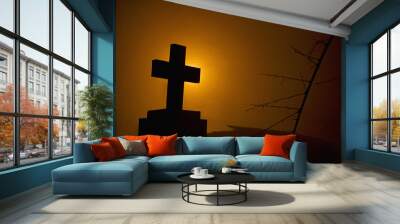 Cross in front of a goan house, India. Wall mural