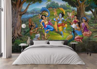 Gopiya in garden. Iskcon temple, Pune Wall mural