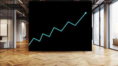 business growth arrow graph on white and black background Wall mural