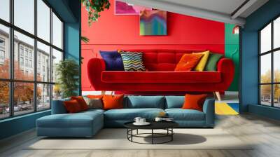 A room showcasing color drenching decor, with walls, furniture Wall mural