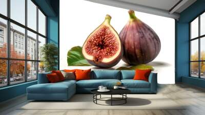 Organic fresh figs isolated on white background, created with Generative AI technology Wall mural