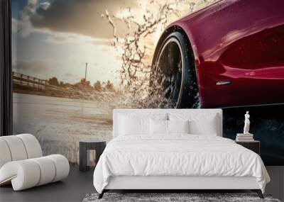 speed of the car splashing water Wall mural