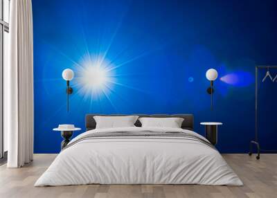 The blue light with flare and beam ray Wall mural