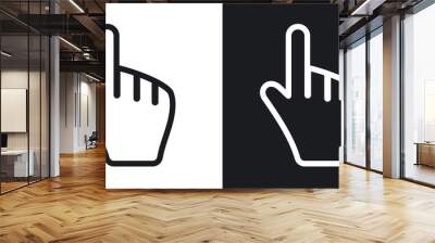 Hand cursor, vector. Two-tone version on black and white backgro Wall mural