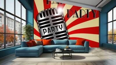 Karaoke party poster, vector illustration Wall mural