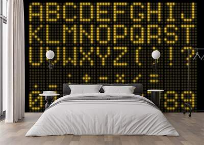 LED Digital Font on Black. Vector Illustration Wall mural