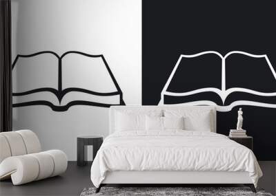 Open book icon, stock vector. Two-tone version on black and white background Wall mural