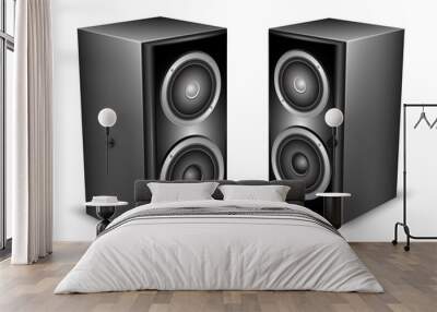 Two black audio speakers. Vector illustration Wall mural