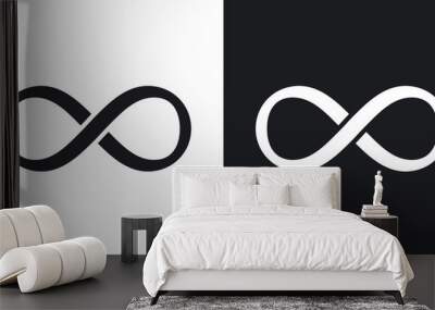 Vector infinity sign. Two-tone version on black and white background Wall mural