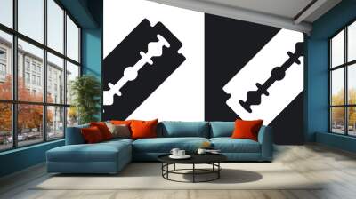 Vector razor blade icon. Two-tone version on black and white background Wall mural