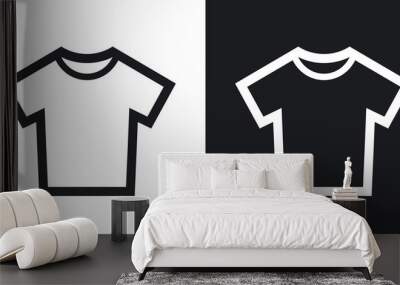 Vector T-shirt icon. Two-tone version on black and white background Wall mural