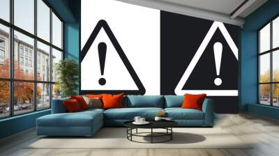 Warning attention sign with exclamation mark symbol. Two-tone version on black and white background Wall mural