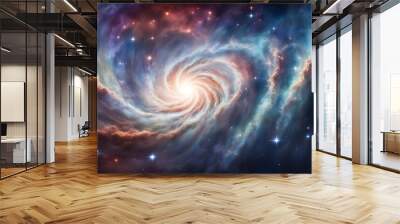 Mystical deep space with swirling galactic clouds and bright star formations, otherworldly background, ultra high definition Wall mural