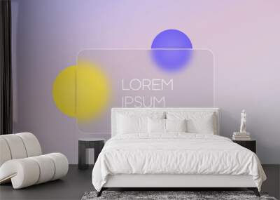 Glassmorphism style. A minimal trendy banner. Magenta and yellow spheres. UI design object. Wall mural