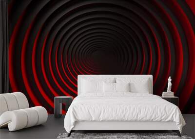 abstract background with circles, black and red colors Wall mural