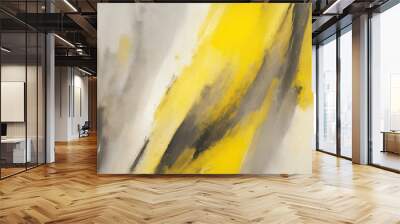 Abstract Yellow, Gold and Gray art Oil painting style. Hand drawn by dry brush of paint background texture Wall mural