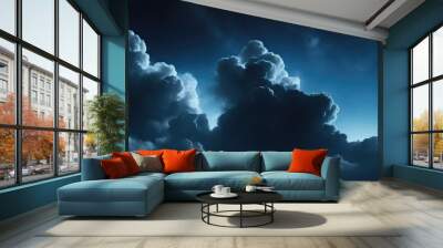 Black and blue cloudy sky with smoke background with stars Wall mural