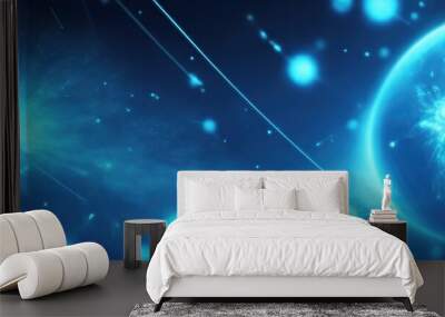 Blue energy and particles moving futuristic technology background with organic motion Wall mural