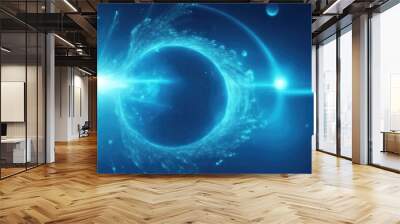 Blue energy and particles moving futuristic technology background with organic motion Wall mural