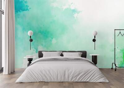 Green watercolor abstract background. Abstract Blue texture Watercolor background Wall mural