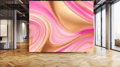 Pink and Gold Wavy Liquid Design Digital Background Wall mural