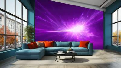 Purple energy and particles moving futuristic technology background with organic motion Wall mural