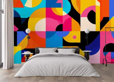 Abstract geometric pattern background in Bauhaus style Wall mural