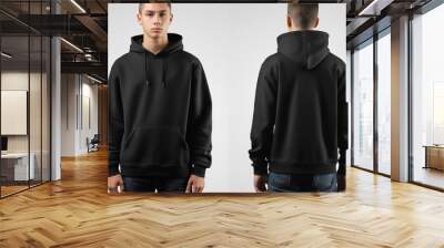 mock up template hoodie. Front and back view of hoodie Wall mural