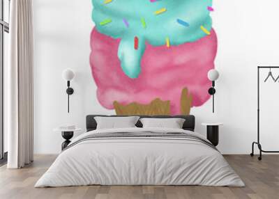 2 Scoop Cone with Sprinkles Wall mural