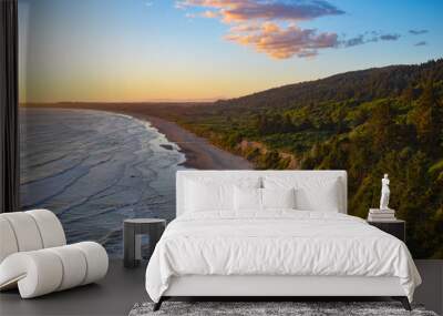 Breathtaking sunset view of the northern California coast near Redwoods Wall mural