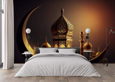 Beautiful Eid mubarak arabic islamic background and banner Design. Wall mural