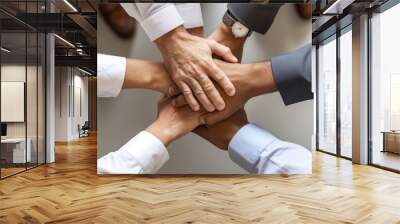 business hands joined together teamwork Wall mural