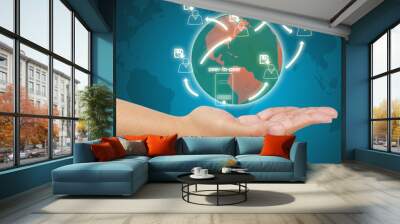 Hand showing network concept , Creative drawing business strateg Wall mural