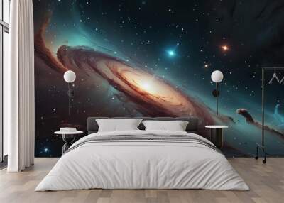 Abstract background image of galaxy with nebulas, stars and interstellar clouds with a unique design and color Wall mural