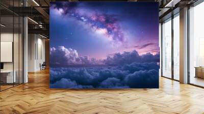 Beautiful purple and blue sky view full of wonders and uniqueness and amazing clouds.  Wall mural